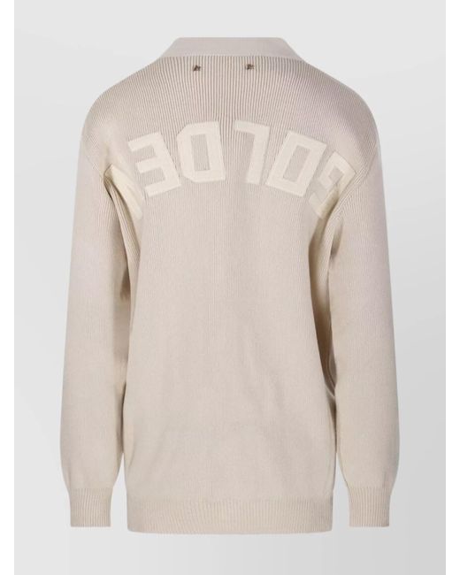 Golden Goose Deluxe Brand Natural Ribbed V-Neck Cotton Cardigan