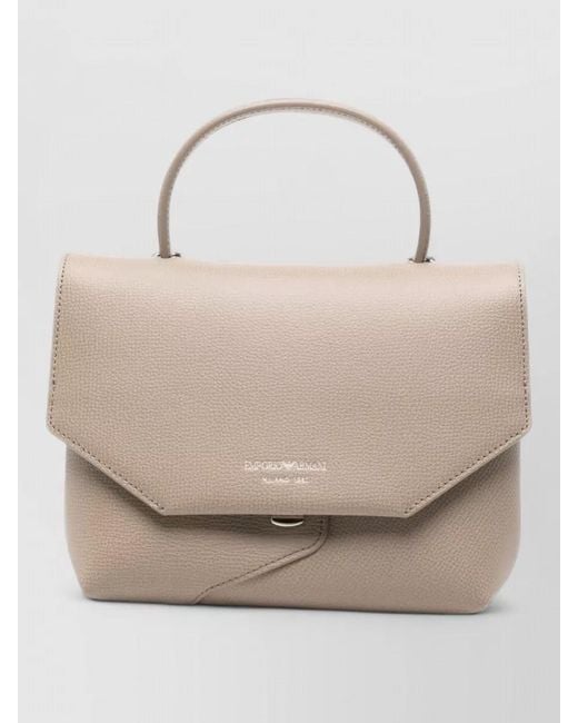 Emporio Armani Natural Small Leather Shoulder Bag Textured Finish