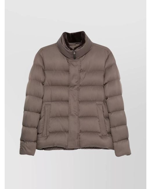 Herno Brown Insulated Jackets With High Neck And Pockets for men