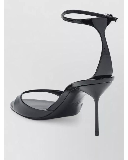 Paris Texas Black Open Toe Patent Finish Heeled Sandals