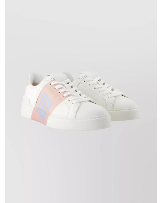 Balmain Pink Leather Low-Top Sneakers
