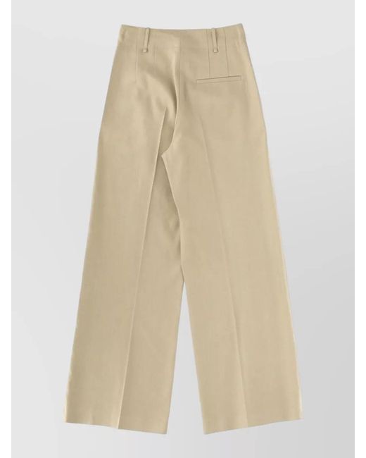 Alysi Natural Linen Blend Tailored Pants Wide Leg