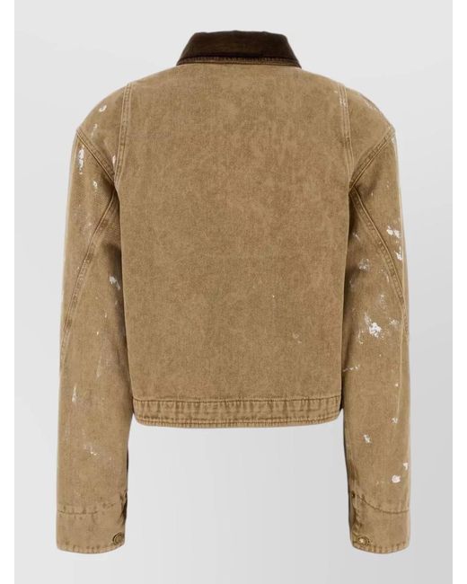 Moschino Metallic Cotton Jacket Paint Splatter Design Pockets Collar