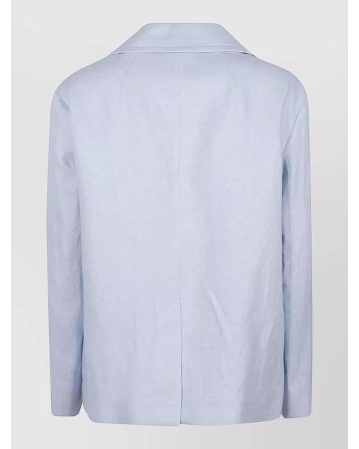 Max Mara Blue Double Breasted Suit Jacket Notched Lapels