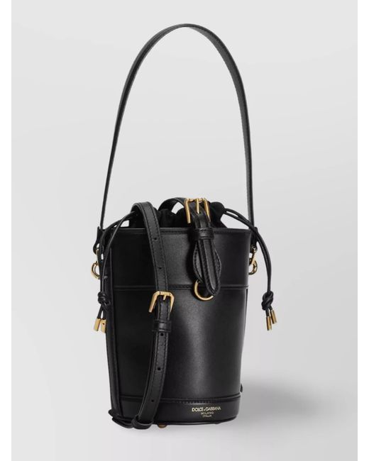 Dolce & Gabbana Black Capri Calf Leather Bucket Bag