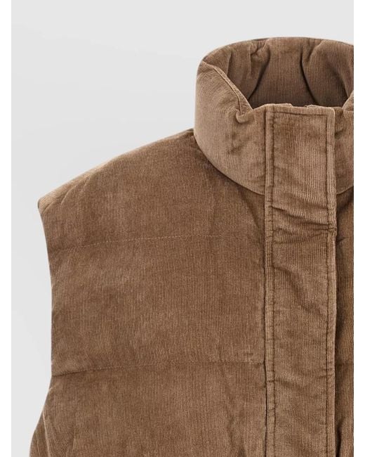 Brunello Cucinelli Brown Corduroy Quilted Waistcoat Curling Detail