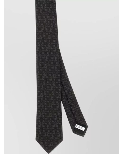 Ferragamo White Slim Jacquard Tie Featuring Gancini Pattern for men