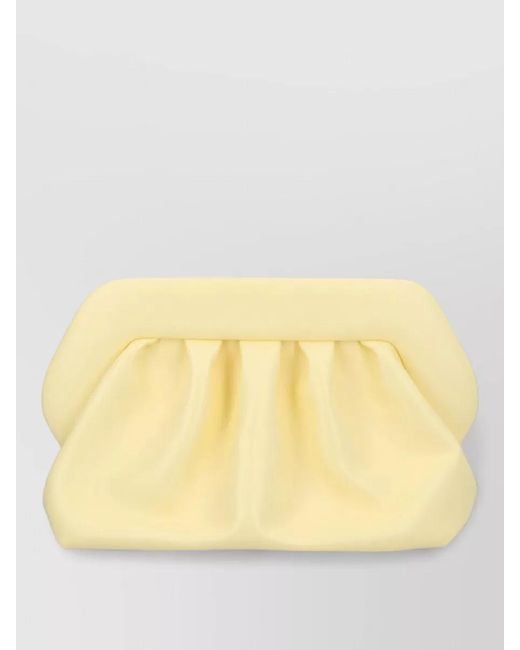 THEMOIRÈ Yellow Bios Clutch Bag Pleated Design Strap