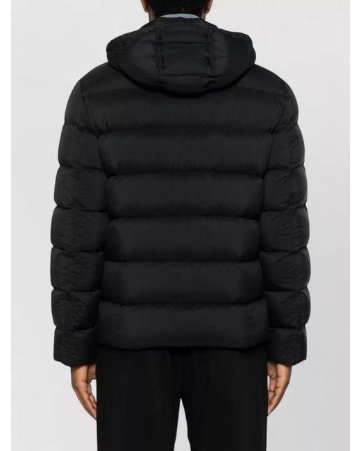 Herno Black Hooded Nylon Down Jacket Long Sleeves for men