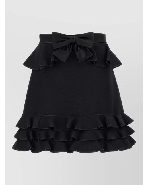 Valentino Garavani Black Silk High-Rise Skirt