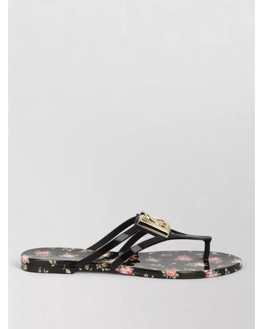 Dolce & Gabbana Gray Logo Slide Sandals