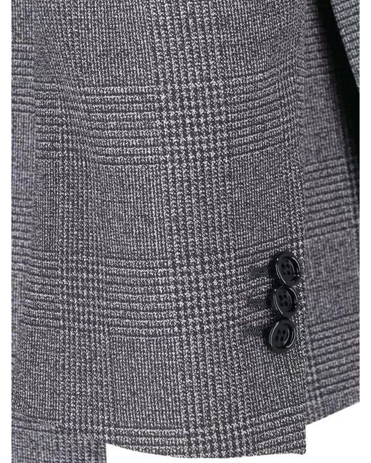 Lardini Gray Double Breasted Check Jacket Notched Lapel for men