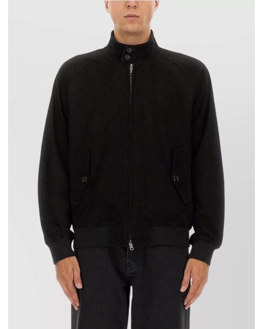Baracuta Black Leather Harrington Jacket for men