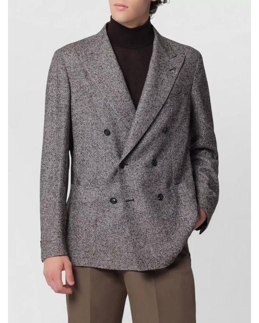 Tagliatore Gray Double Breasted Textured Suit Contrast Stitching for men