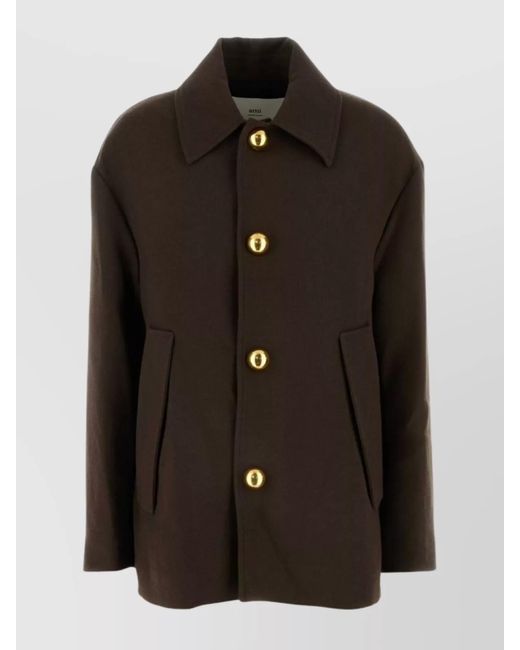 AMI Black Virgin Wool Fitted Jacket