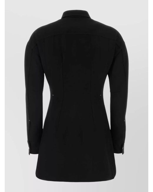 Jil Sander Black Wool Blend Shirt Tailored Collar Long Sleeves for men