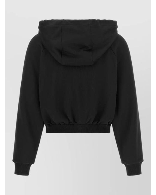 Eres Black Cropped Zip-Up Hooded Jacket