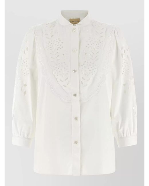 Valentino Garavani White Embroidered Cotton Shirt