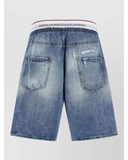 DSquared² Blue Surfer Denim Bermuda Shorts Five Pockets for men