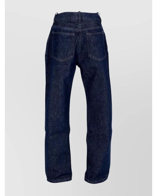 Ann Demeulemeester Blue Cotton Slim-Fit Cropped Straight Trousers
