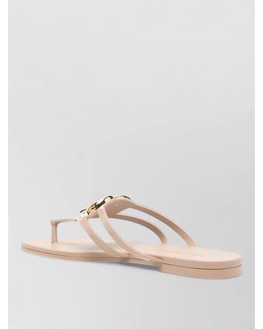 Dolce & Gabbana Natural Rubber Logo-Embellished Thong Sandals