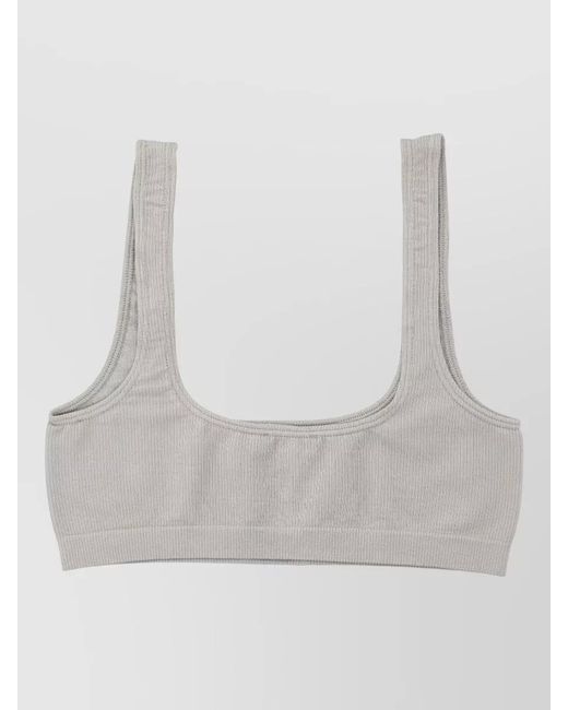 MM6 by Maison Margiela White Ribbed Cotton Sports Bralette Square Neckline