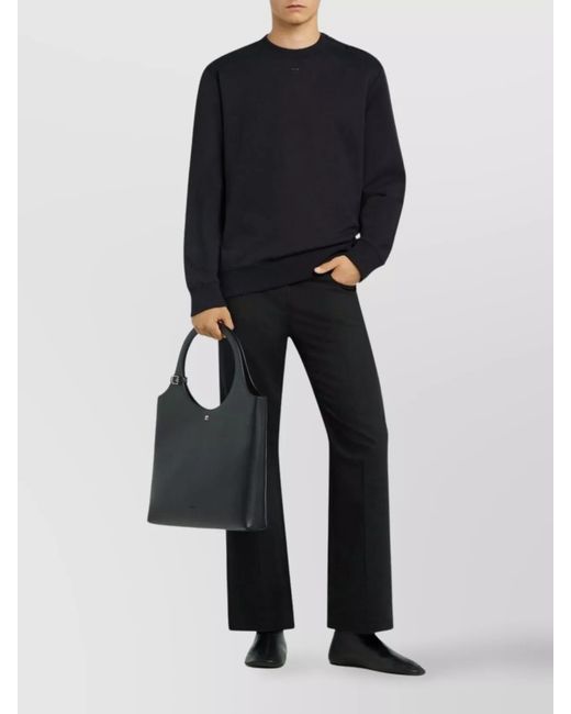 Courreges Blue Cotton Buttoned-Shoulder Crewneck Sweatshirt for men