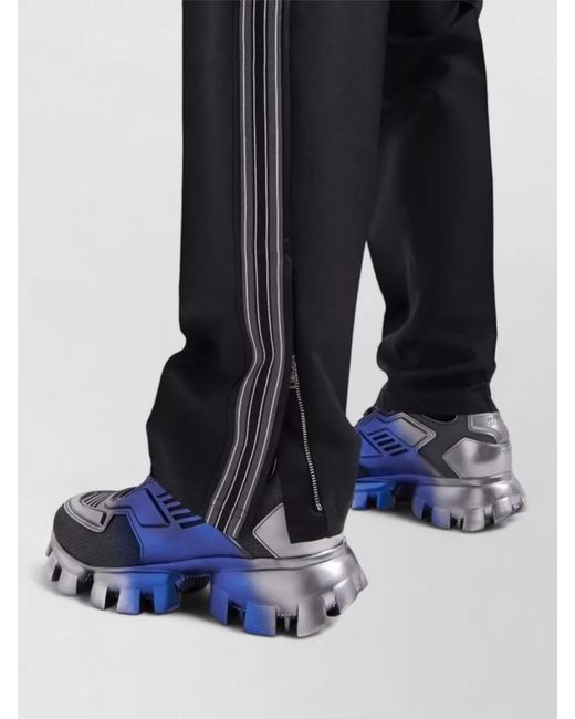 Prada Blue Side-Stripe Regular Straight-Leg Trousers for men