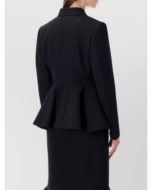 Fendi Black Virgin Wool Fitted Peplum Jacket