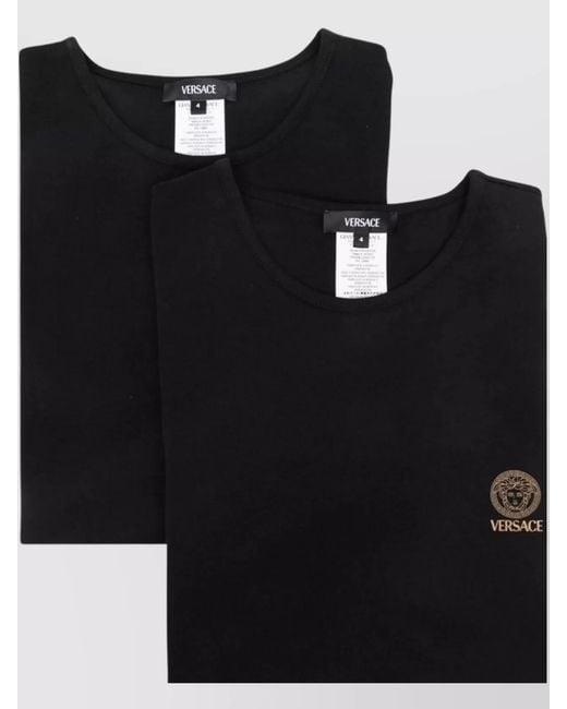 Versace Black T-Shirt Bi-Pack Jersey Topeka Bi-Stretch Cotton Organic New Logo for men