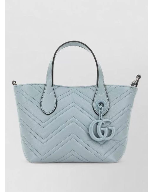 Gucci Blue Gg Marmont Small Leather Tote Bag