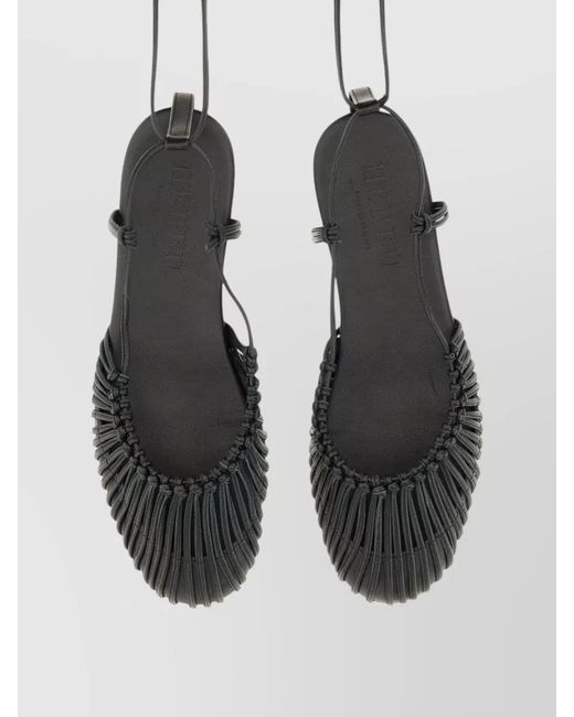 Hereu Black Mantera Flat Braided Open Toe Sandals