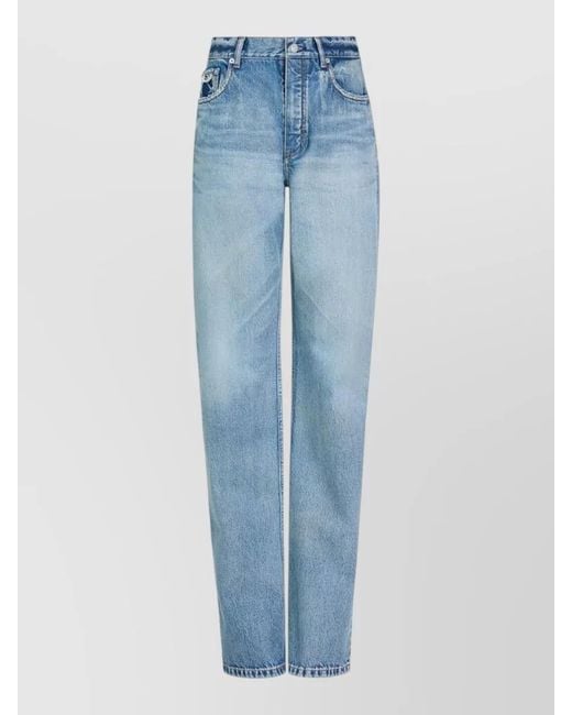 Alaïa Blue High Waist Straight Leg Denim Trousers