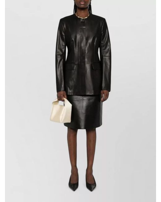 Totême Black Leather Coat