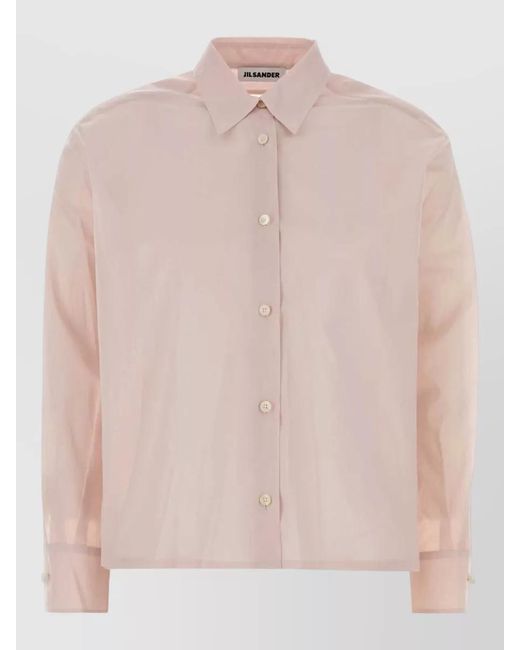 Jil Sander Pink Long Sleeve Cotton Shirt Sheer Cuffs for men