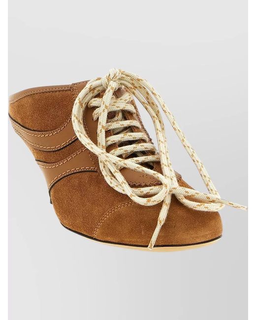 Dries Van Noten Brown Suede Kitten Heel Mules Closed Back