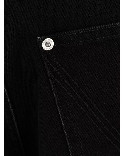 Bottega Veneta Black Denim Trousers Button Detail Pockets Belt Loops for men