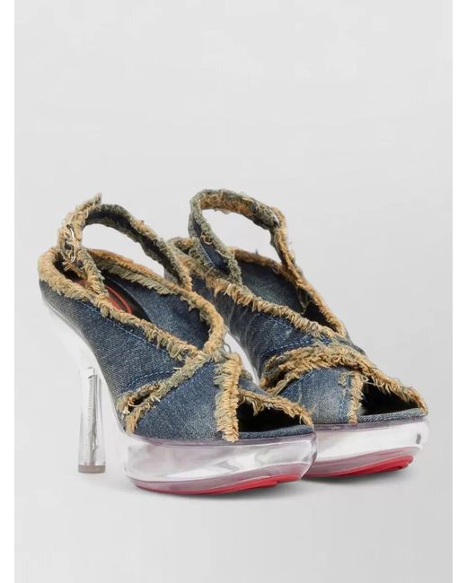 DIESEL Blue High Heel Sandals Peep Toe Denim