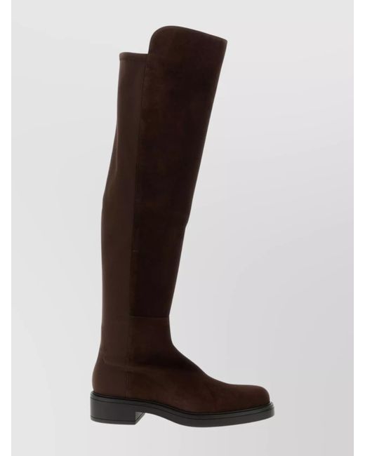 Stuart Weitzman Brown Over-The-Knee Block Heel Round Toe Boots