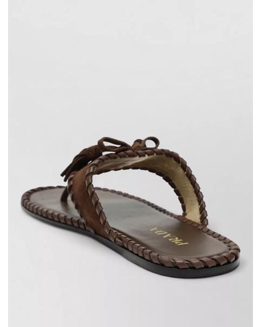 Prada Brown Braided Flat Sole Sandals Open Toe Tassels