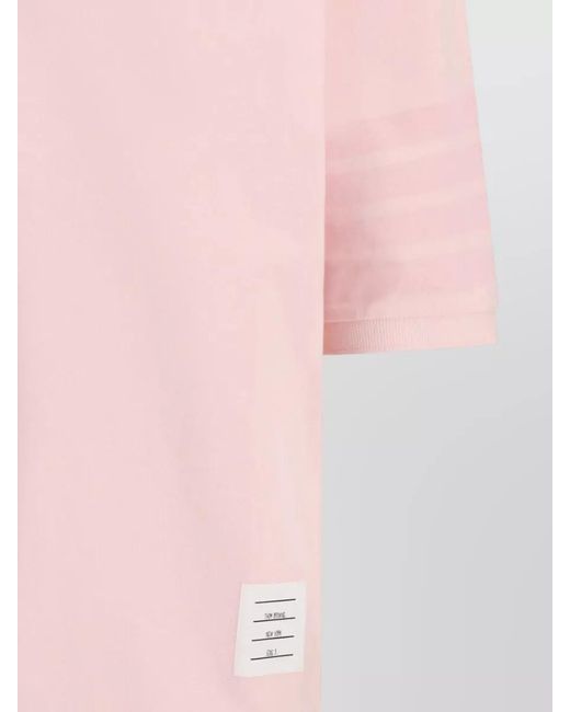 Thom Browne Pink Ribbed Cotton Short-Sleeve Polo Shirt for men