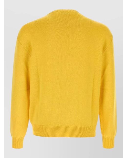 Moschino Yellow Wool Sweater Crew Neck Graphic Pattern for men