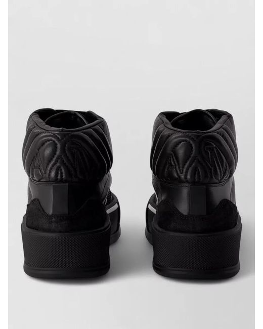 McQueen Black Deck Sneakers Smooth Lambskin Lace Up Rubber for men