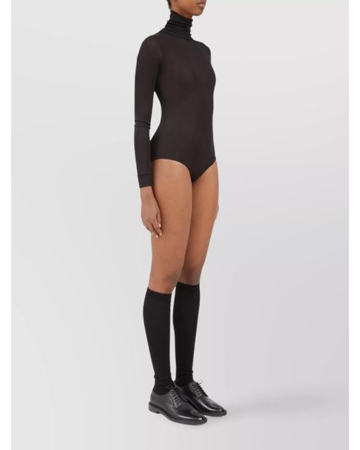 Maison Margiela Black High-Neck Long-Sleeve Bodysuit