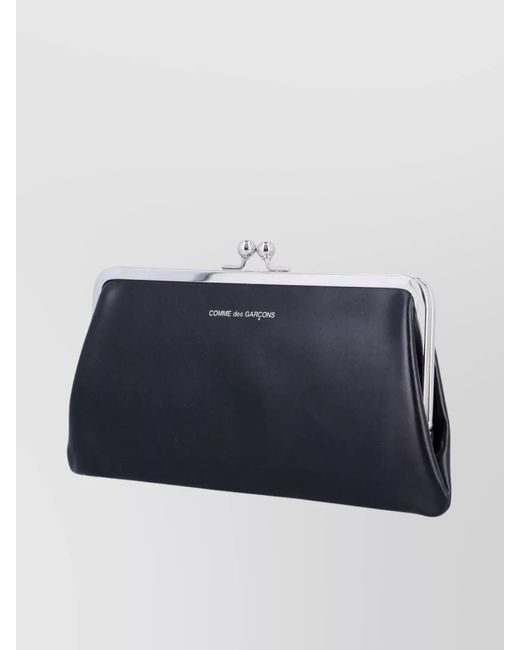 Comme des Garçons Blue Leather Kiss Clasp Purse
