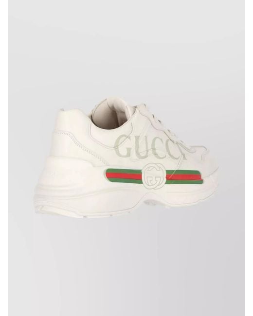 Gucci White Casual Sneakers With Chunky Sole And Perforations for men