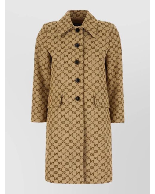 Gucci Natural Embroidered Cotton Blend Fitted Jacket