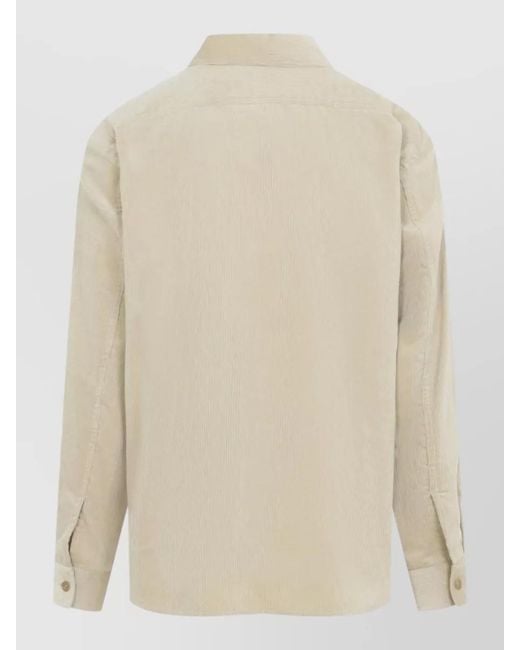 Ralph Lauren Natural Long Sleeve Sport Shirt Straight Cut Pockets for men