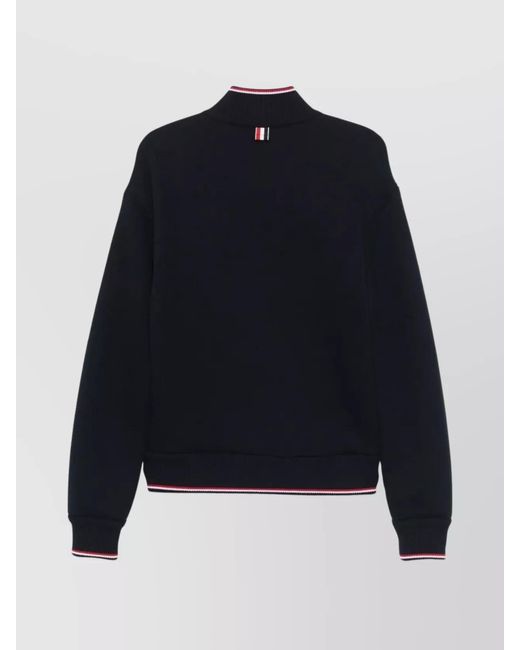 Thom Browne Blue Cotton Oversized Funnel Neck Bomber Jacket for men