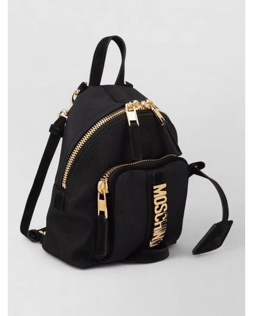 Moschino Black Carry Me Backpack Top Handle Design